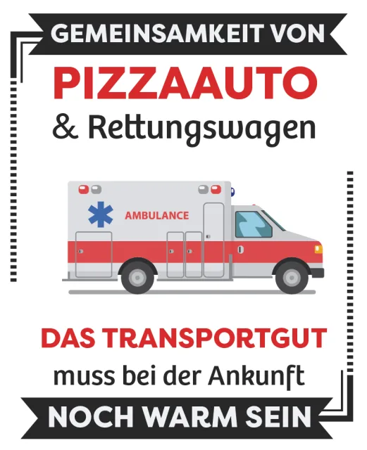 „Pizzaauto & Rettungswagen“ Sticker – humorvoller Rettungsdienst-Aufkleber