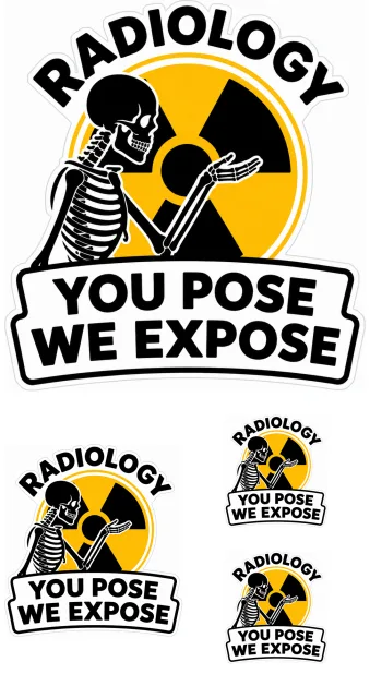 Radiology „You Pose – We Expose“ Sticker – wasserfest, konturgeschnitten, verschiedene Größen