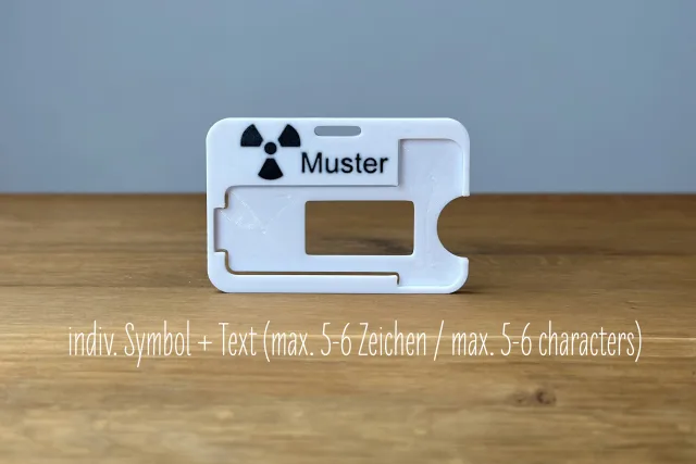 Individualisierter Tragerahmen Text und Symbol