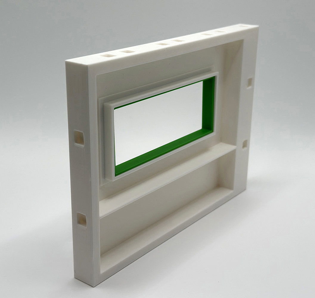 Erweiterungswand 165mm mit Fenster und Rahmen Grün – Pfosten rechts / Pins wählbar