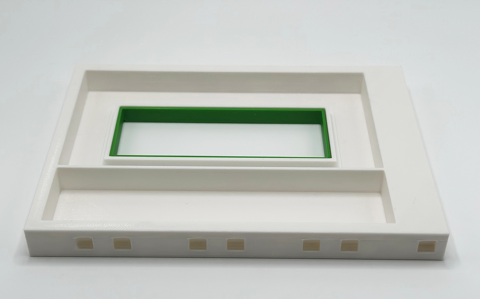 Erweiterungswand 165mm mit Fenster und Rahmen Grün – Pfosten rechts / Pins wählbar