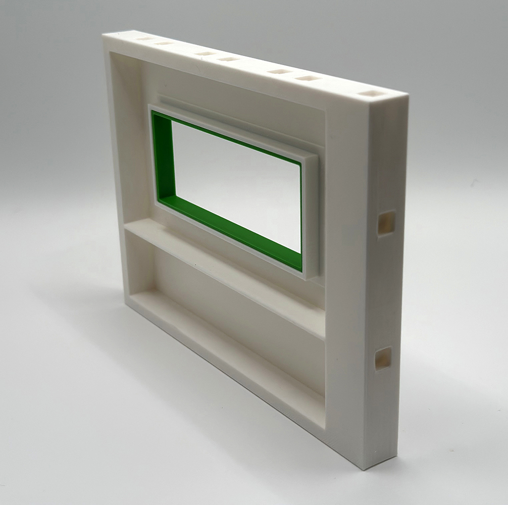 Erweiterungswand 165mm mit Fenster und Rahmen Grün – Pfosten rechts / Pins wählbar