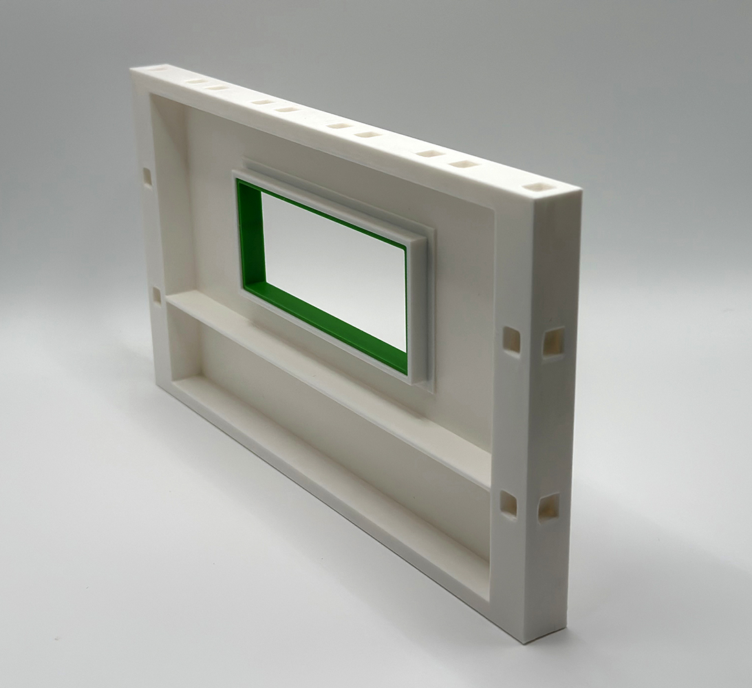 Erweiterungswand 225mm mit Fenster und Rahmen Grün – Seiten Pins wählbar