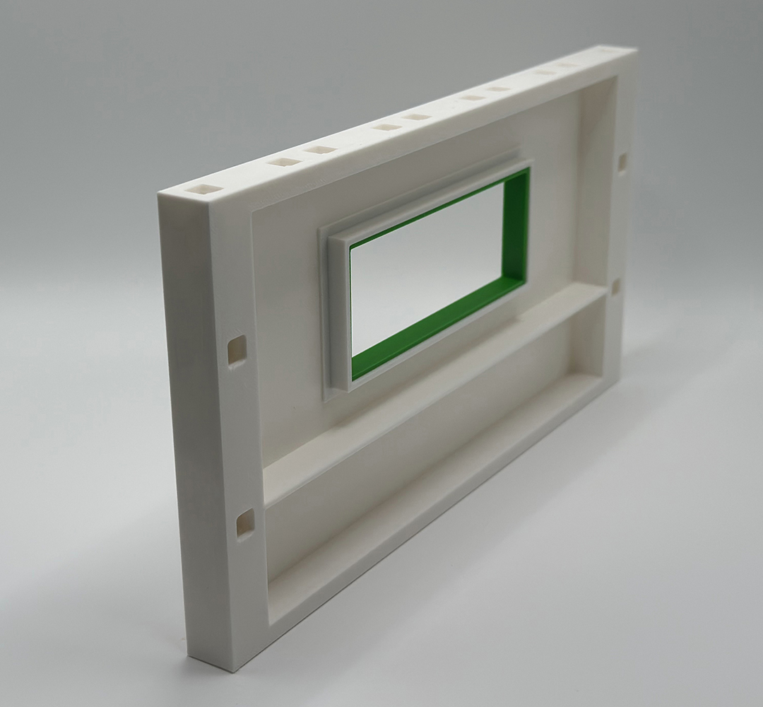 Erweiterungswand 225mm mit Fenster und Rahmen Grün – Seiten Pins wählbar