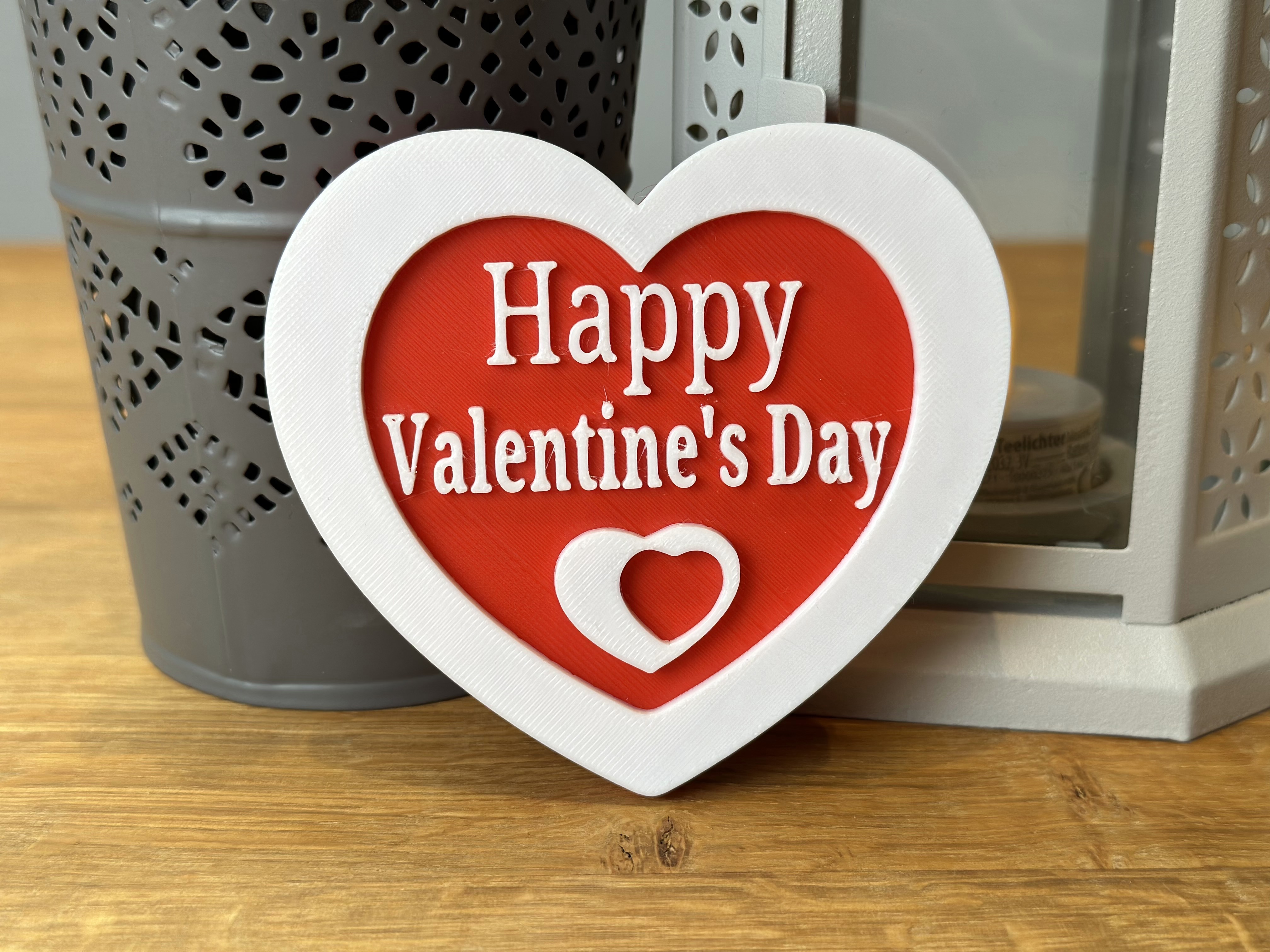 Happy Valentine's Day Herz in 2 Farben als Deko für ihr Zuhause oder als Geschenk für Freunde / Familie
