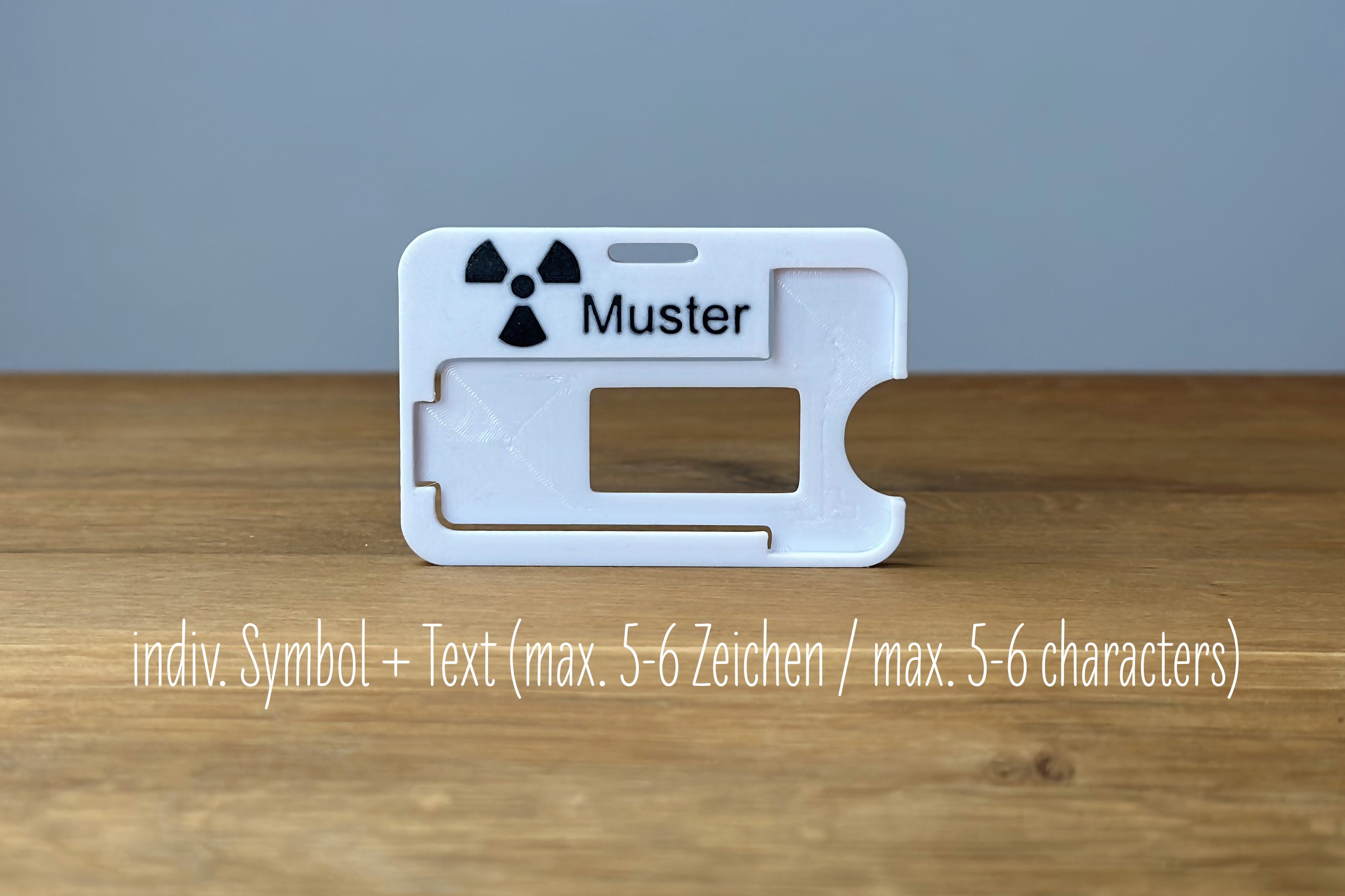 Individualisierter Tragerahmen Text und Symbol Individualisierter Tragerahmen Text und Symbol