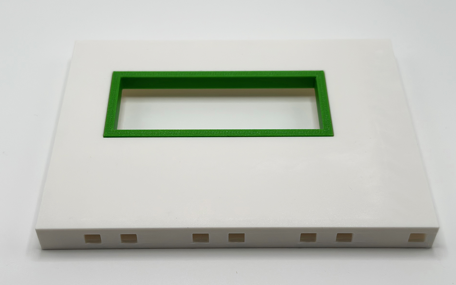 Erweiterungswand 165mm mit Fenster und Rahmen Grün – Pfosten links / Pins wählbar